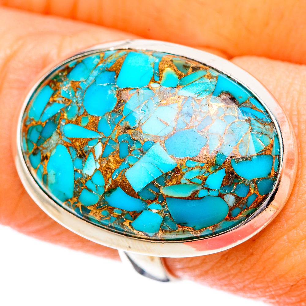 Blue Copper Composite Turquoise Rings handcrafted by Anasilvercos - RING122696