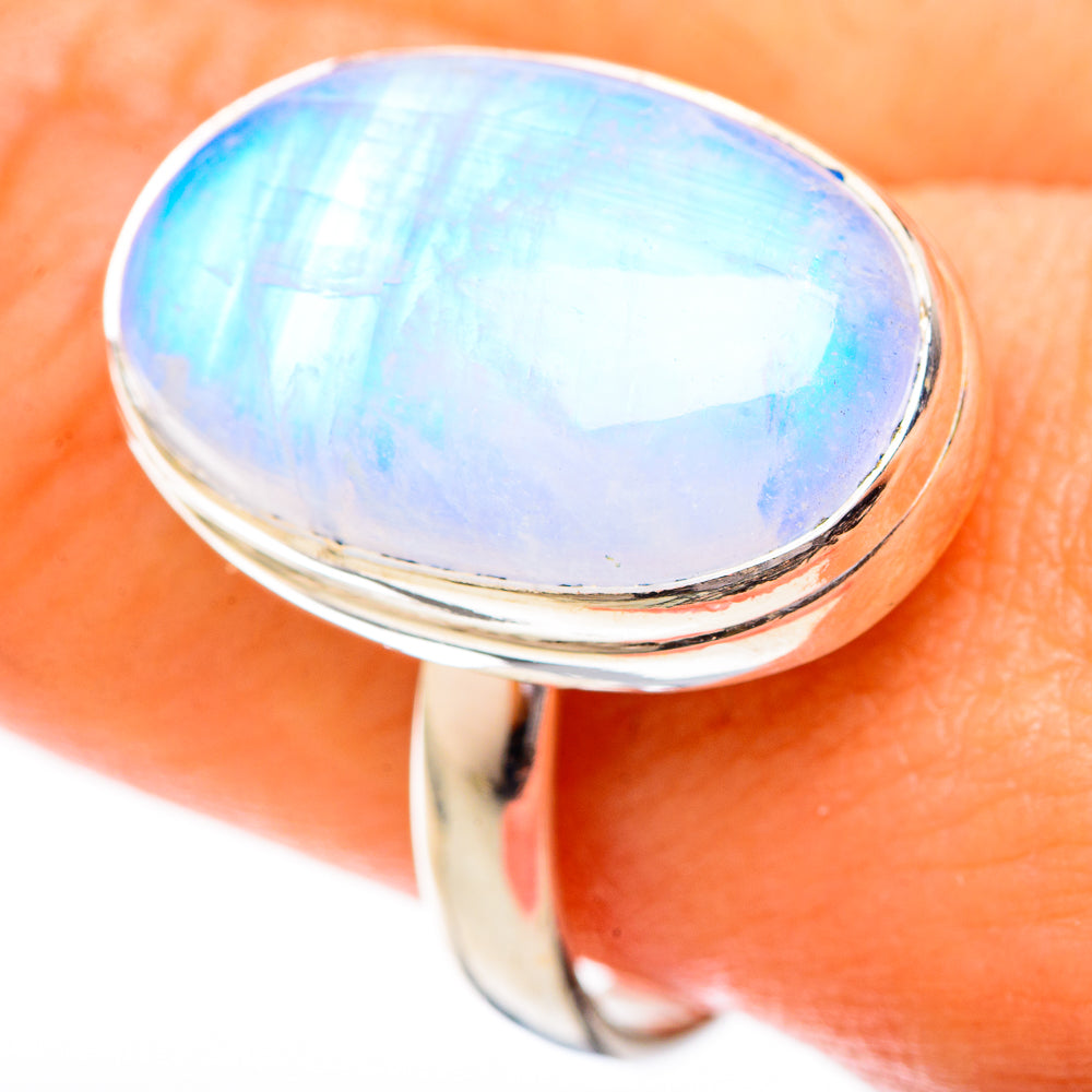 Rainbow Moonstone Rings handcrafted by Anasilvercos - RING122716