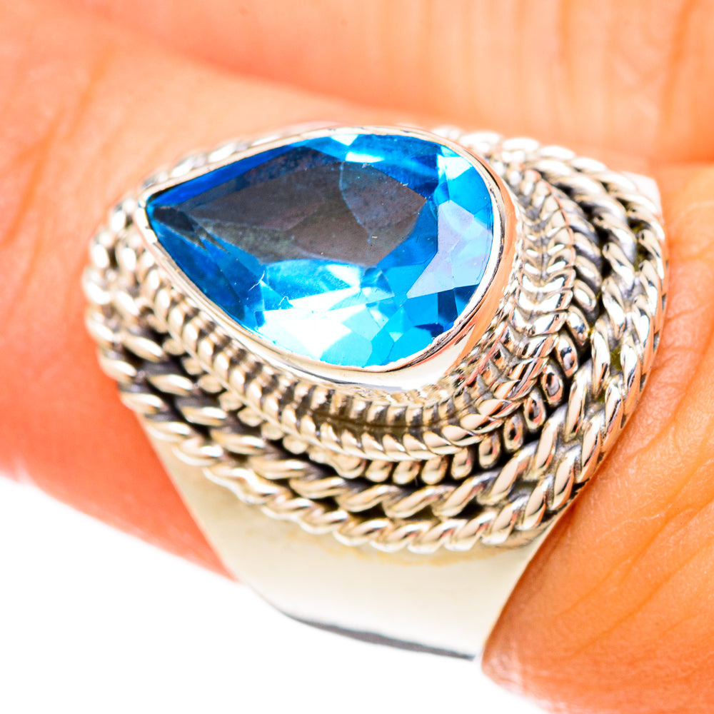 Swiss Blue Topaz Rings handcrafted by Anasilvercos - RING122718