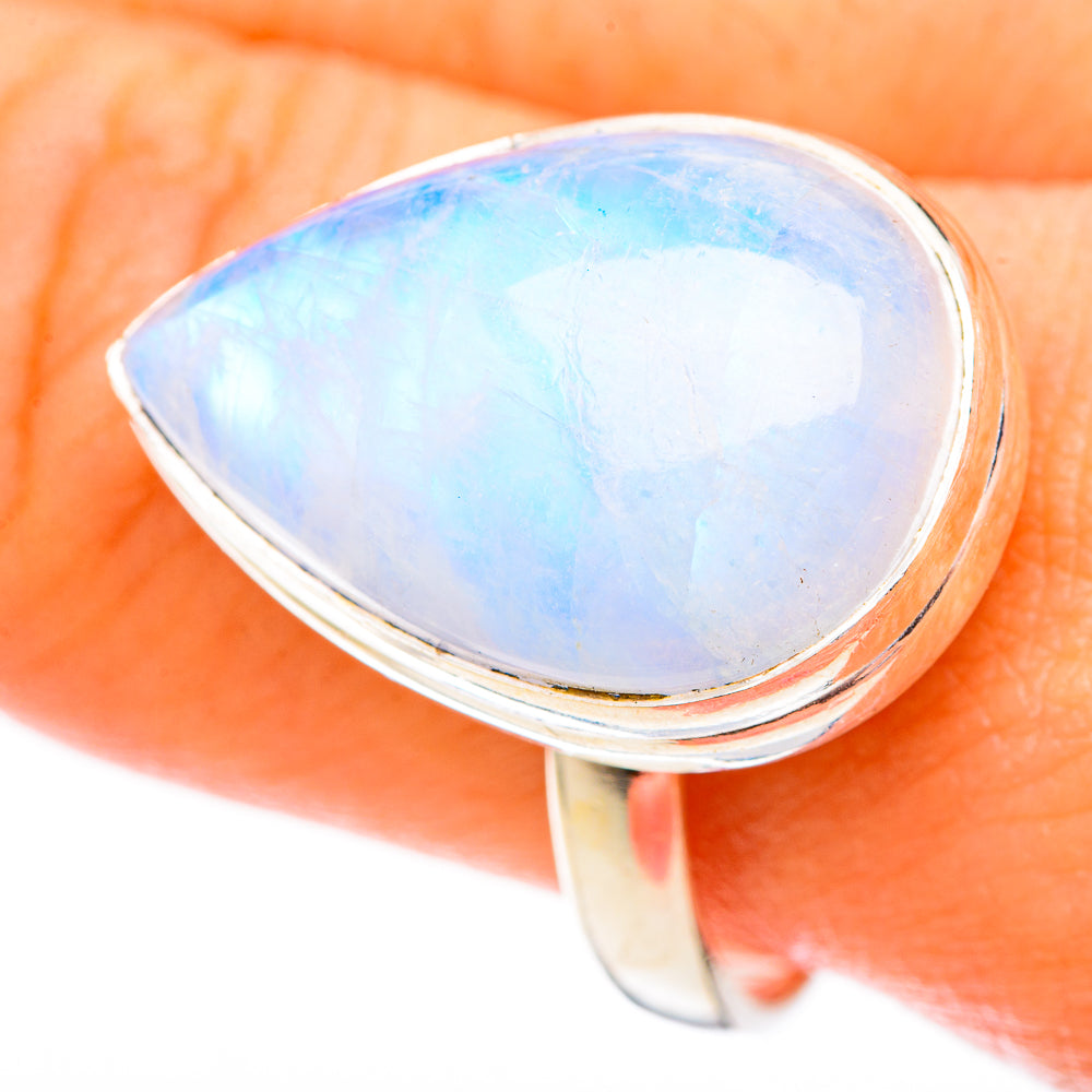 Rainbow Moonstone Rings handcrafted by Anasilvercos - RING122746