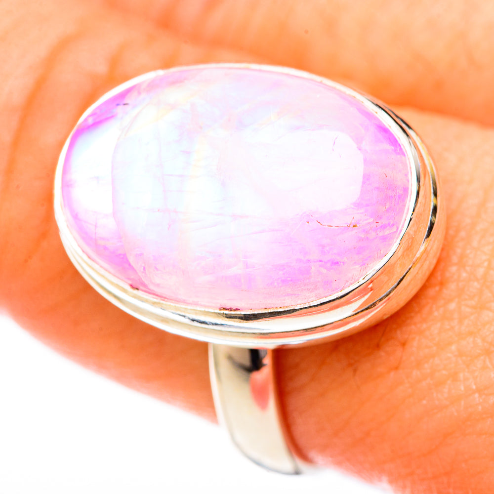 Pink Moonstone Rings handcrafted by Anasilvercos - RING122754
