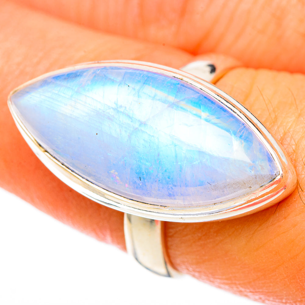 Rainbow Moonstone Rings handcrafted by Anasilvercos - RING122766