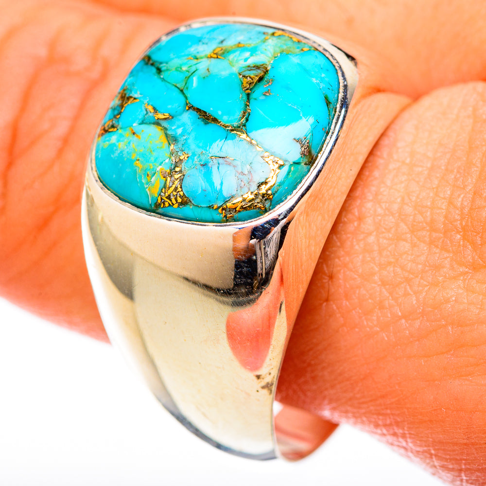 Blue Copper Composite Turquoise Rings handcrafted by Anasilvercos - RING122767