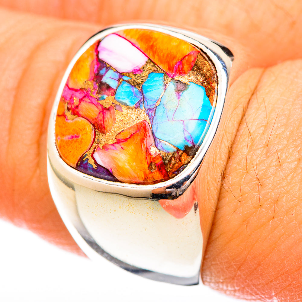 Kingman Pink Dahlia Turquoise Rings handcrafted by Anasilvercos - RING122788