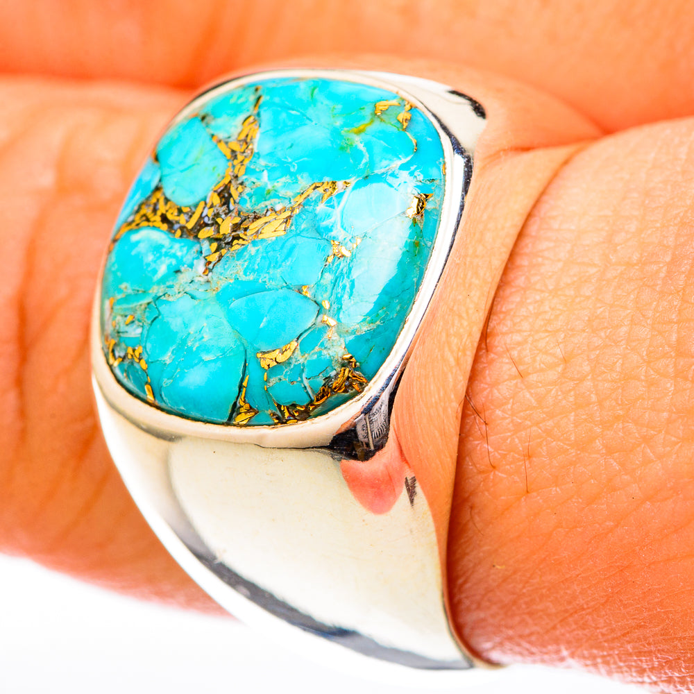 Blue Copper Composite Turquoise Rings handcrafted by Anasilvercos - RING122794