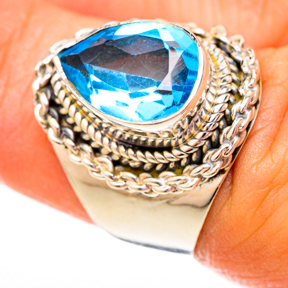 Blue Topaz Rings handcrafted by Anasilvercos - RING122804
