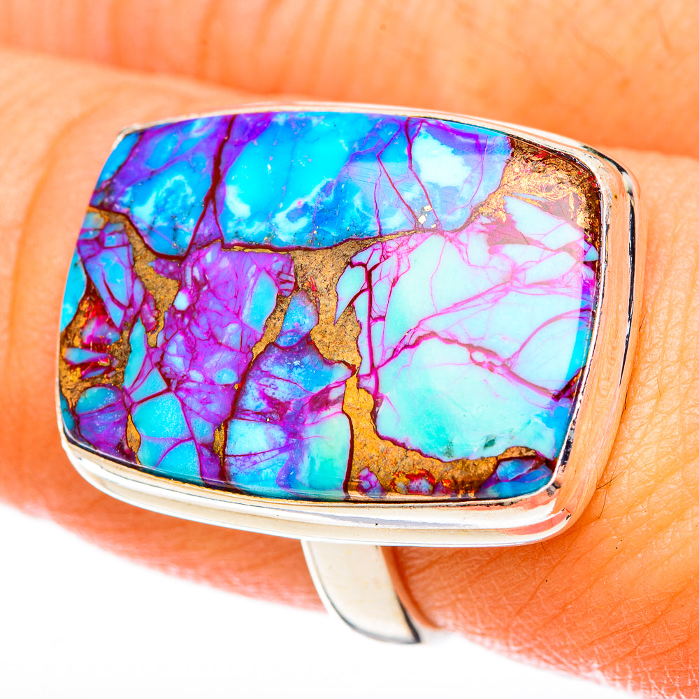 Purple Copper Composite Turquoise Rings handcrafted by Anasilvercos - RING122809