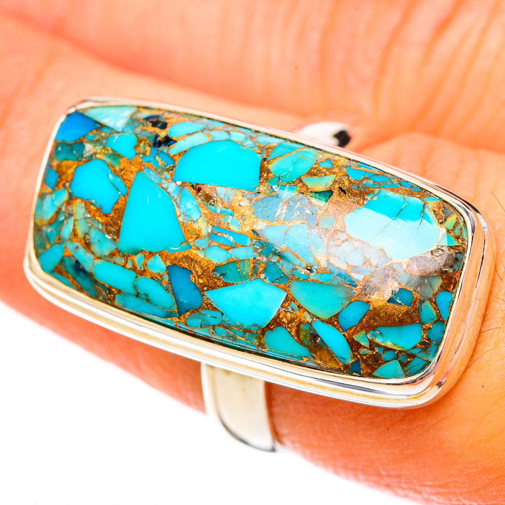 Blue Copper Composite Turquoise Rings handcrafted by Anasilvercos - RING122814