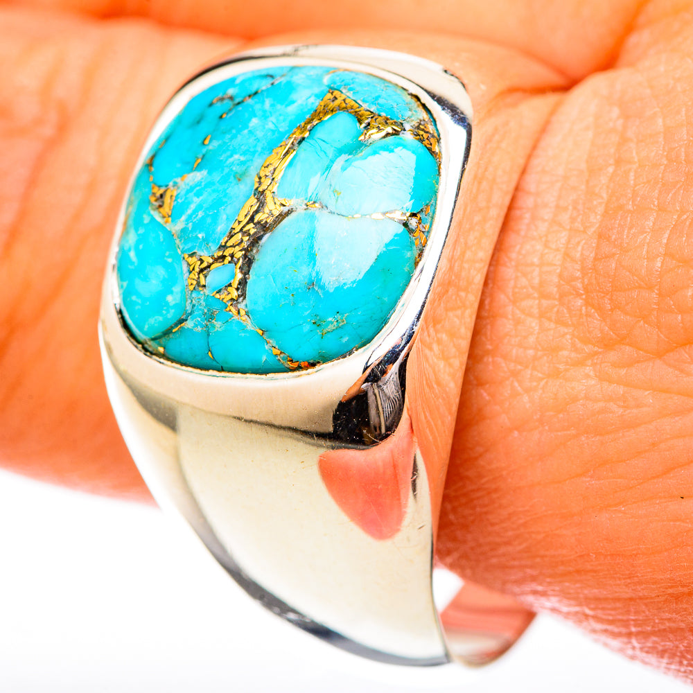 Blue Copper Composite Turquoise Rings handcrafted by Anasilvercos - RING122815