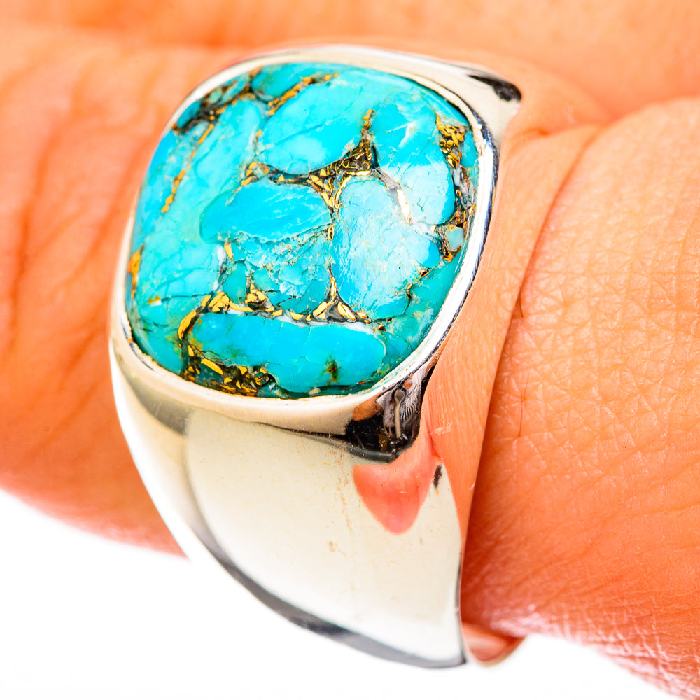 Blue Copper Composite Turquoise Rings handcrafted by Anasilvercos - RING122828