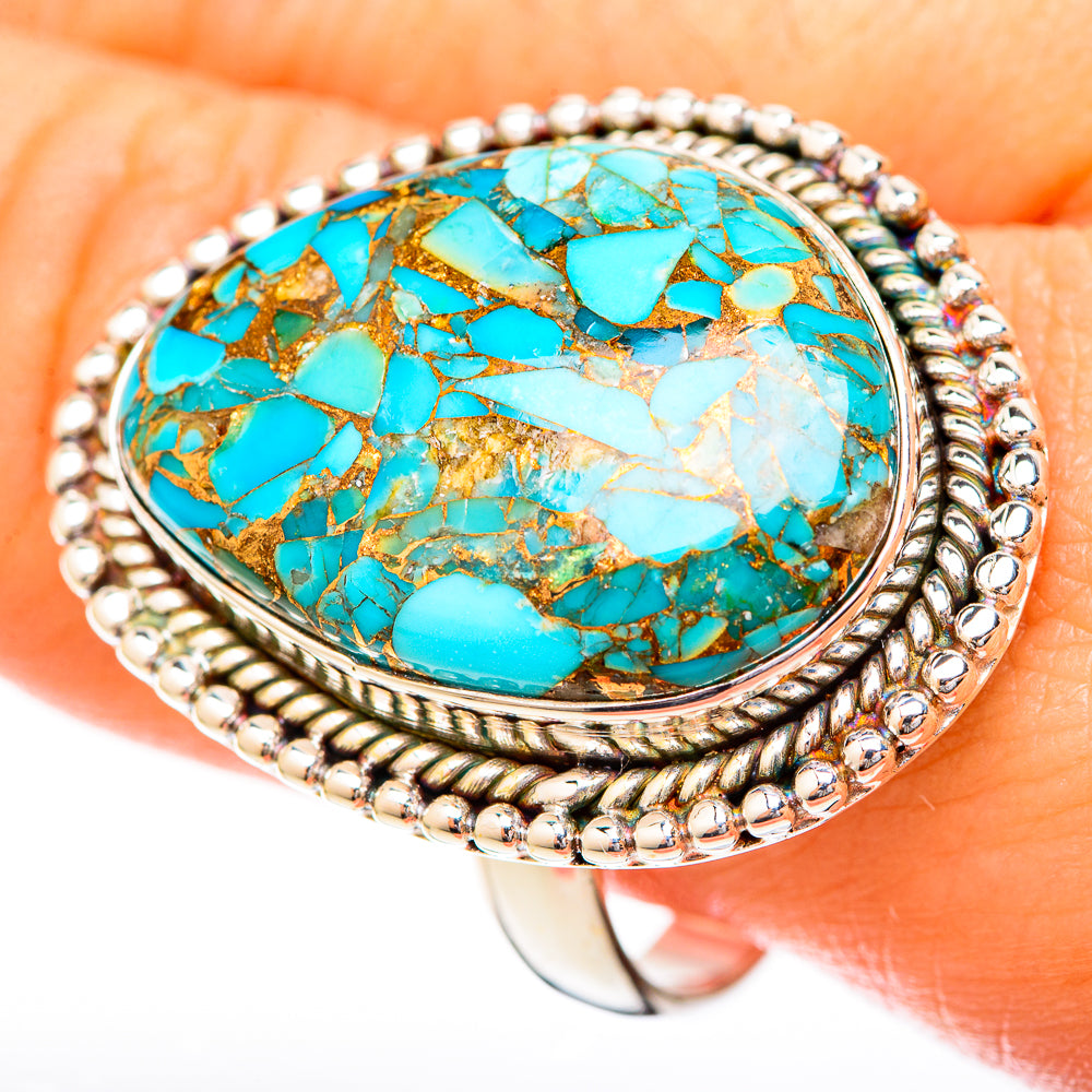 Blue Copper Composite Turquoise Rings handcrafted by Anasilvercos - RING122842