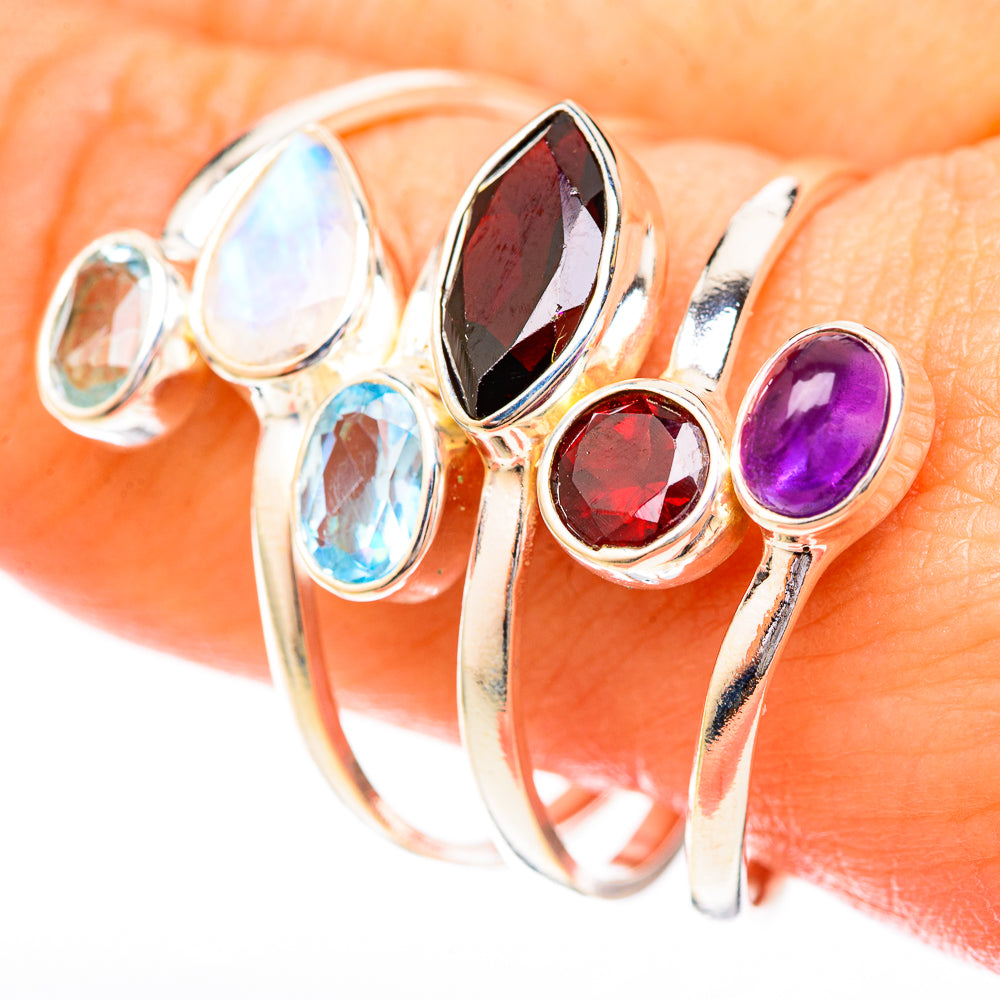 Rainbow Moonstone Rings handcrafted by Anasilvercos - RING122854