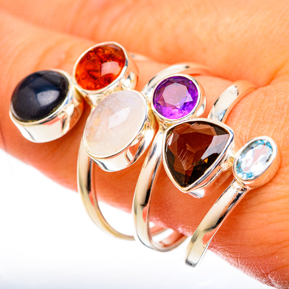 Rainbow Moonstone Rings handcrafted by Anasilvercos - RING122855