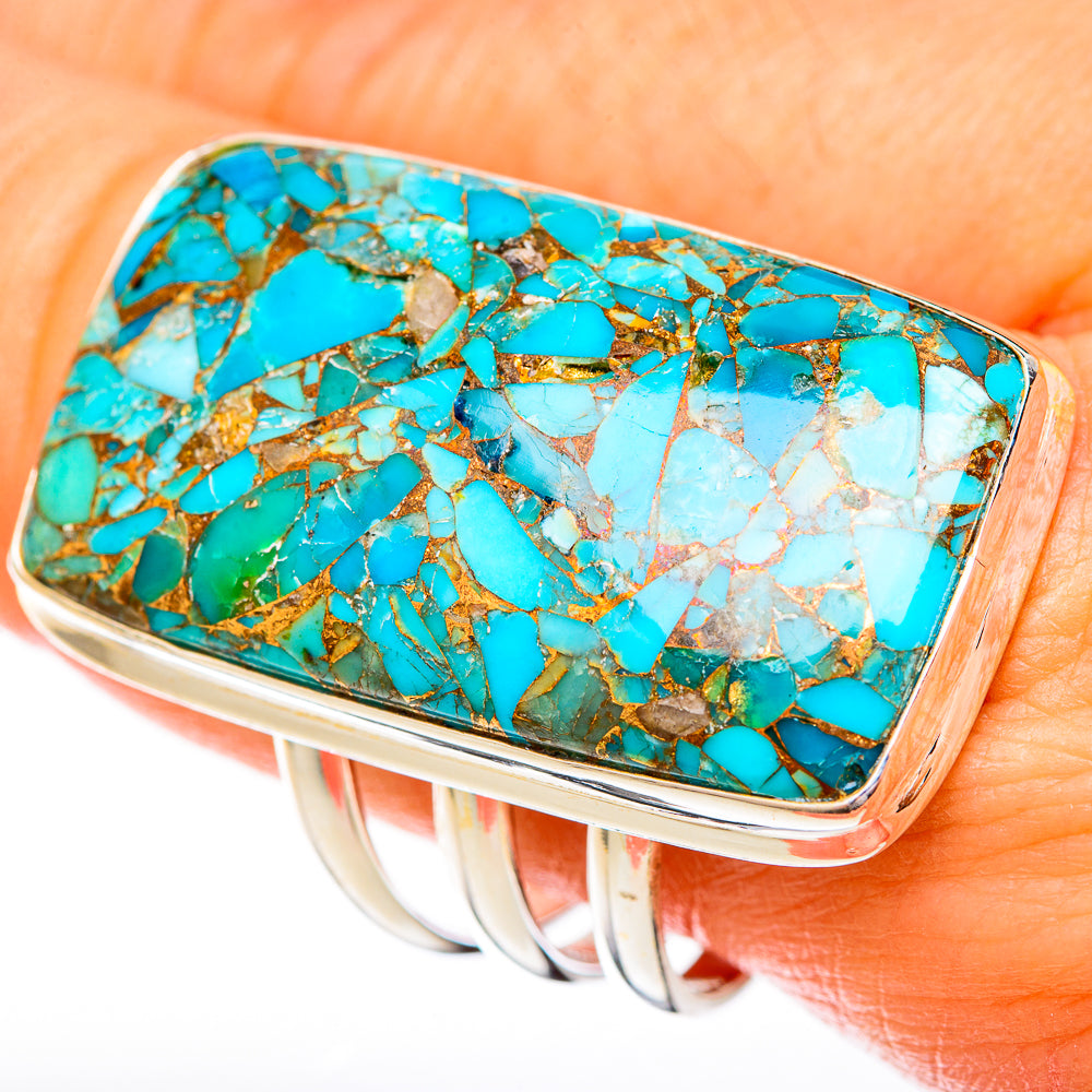 Blue Copper Composite Turquoise Rings handcrafted by Anasilvercos - RING122870
