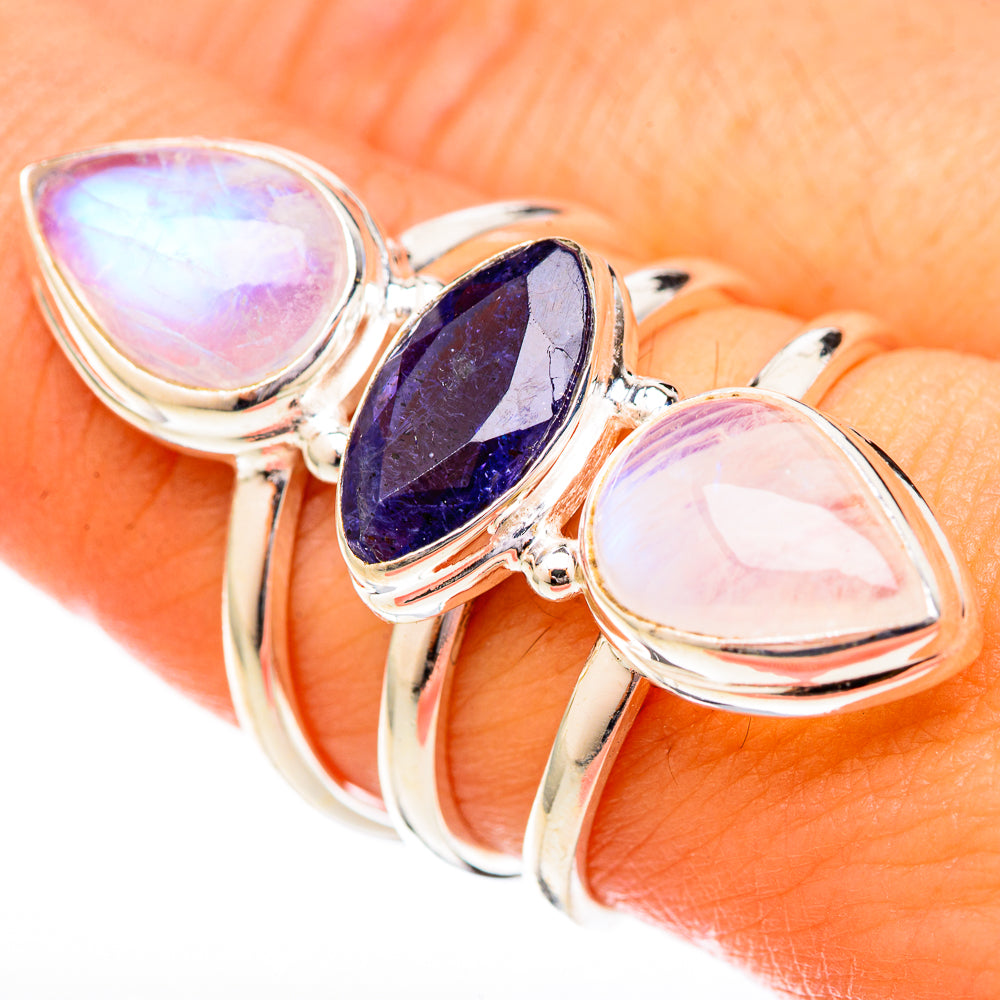 Rainbow Moonstone Rings handcrafted by Anasilvercos - RING122881