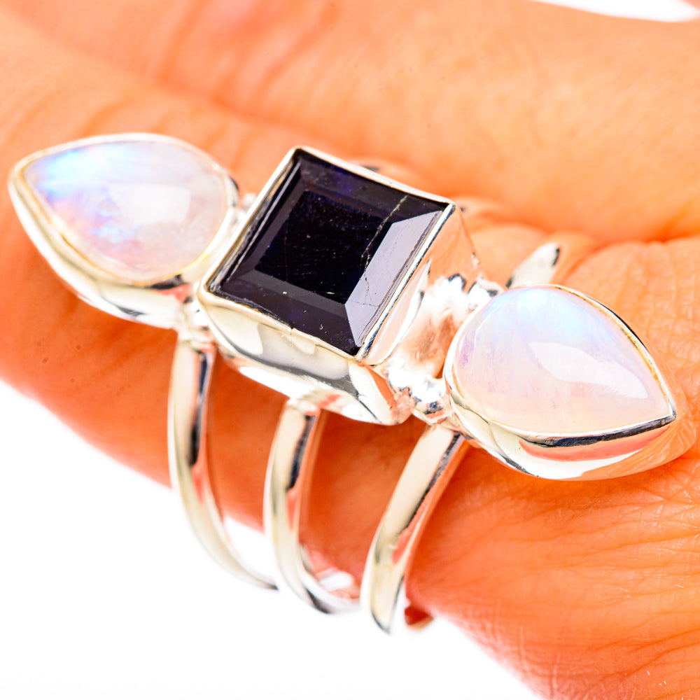 Rainbow Moonstone Rings handcrafted by Anasilvercos - RING122882