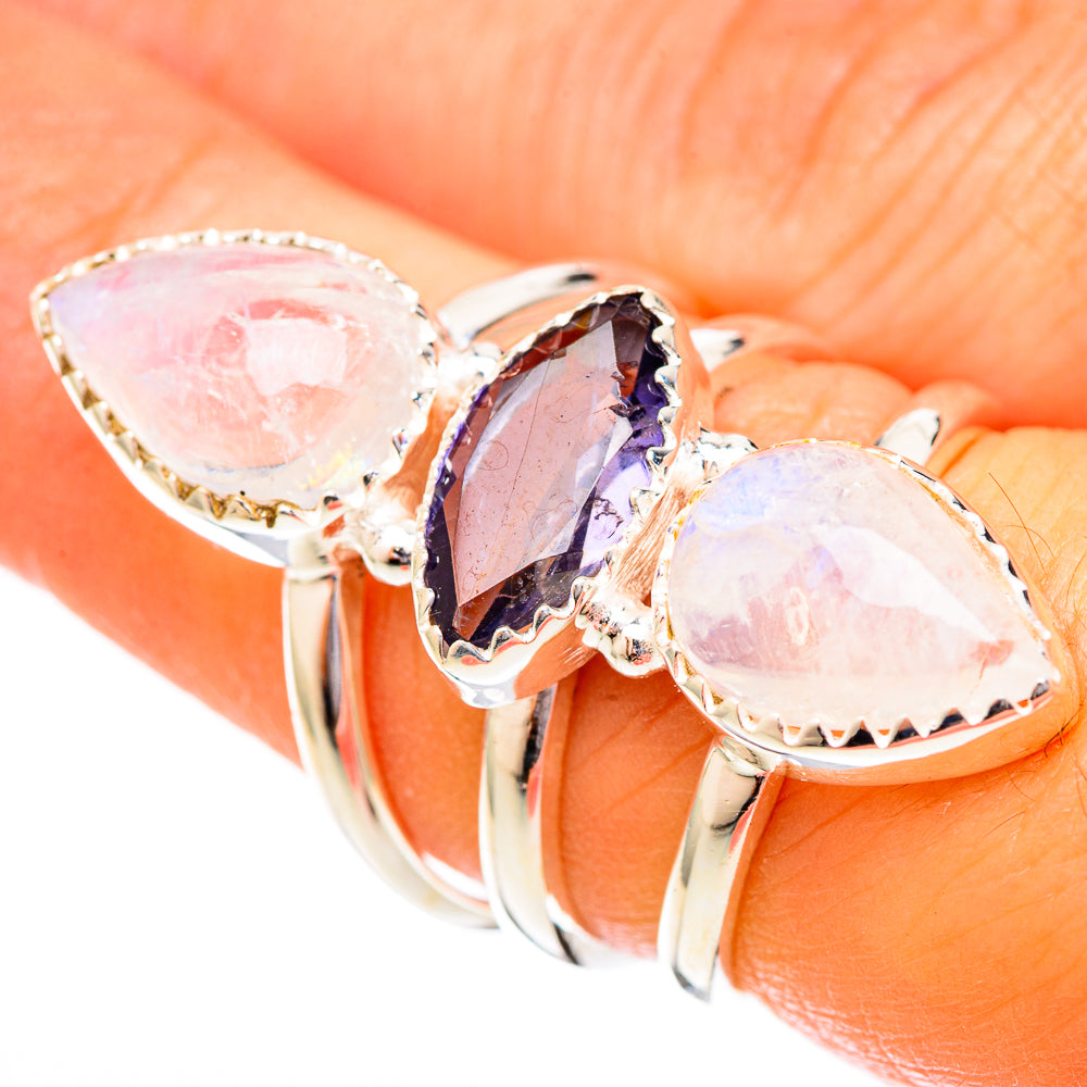 Rainbow Moonstone Rings handcrafted by Anasilvercos - RING122883
