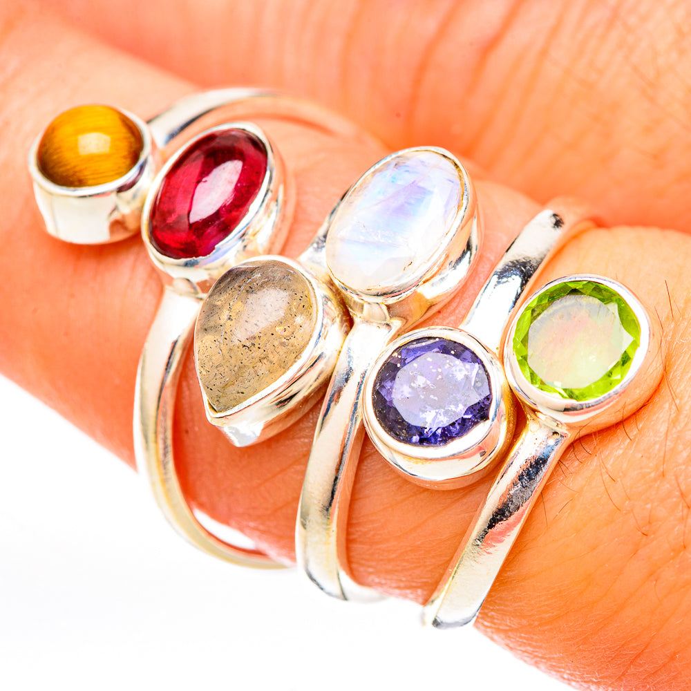 Rainbow Moonstone Rings handcrafted by Anasilvercos - RING122912