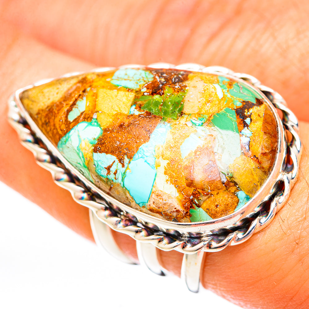 Blue Copper Composite Turquoise Rings handcrafted by Anasilvercos - RING122915