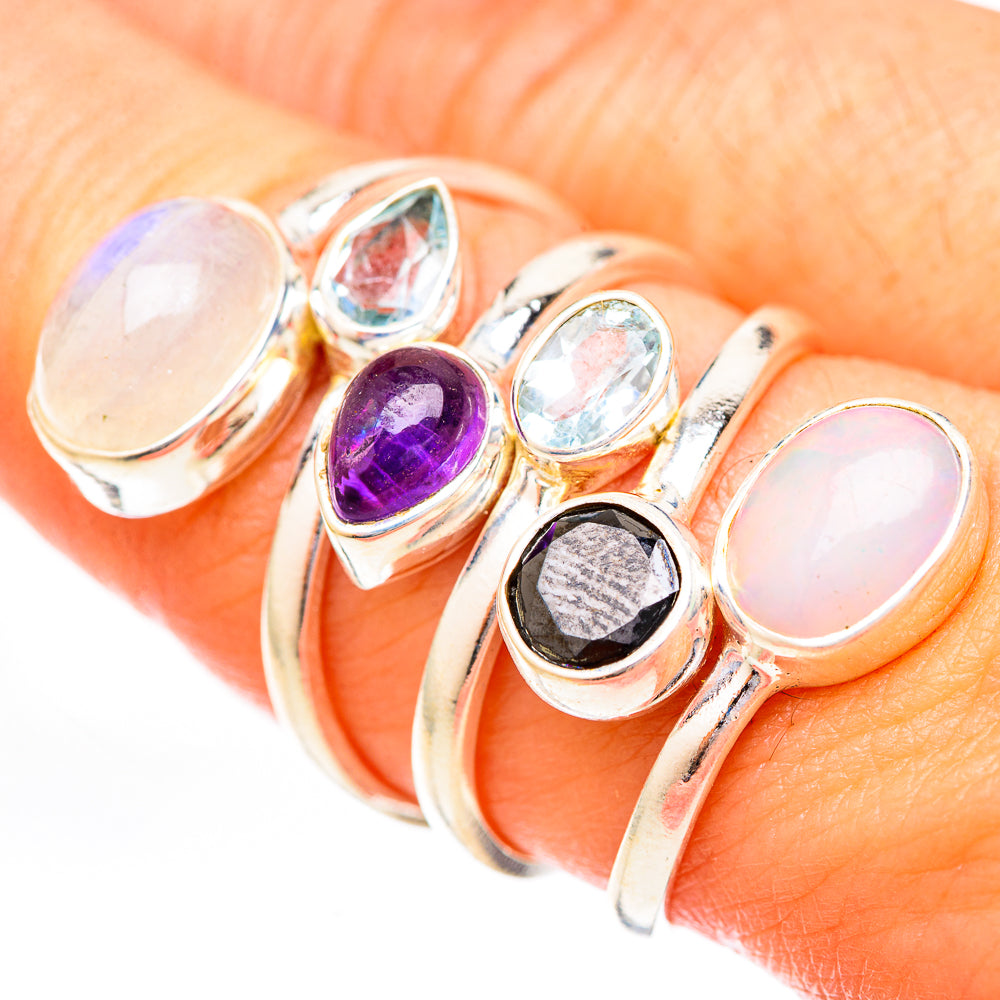 Rainbow Moonstone Rings handcrafted by Anasilvercos - RING122916