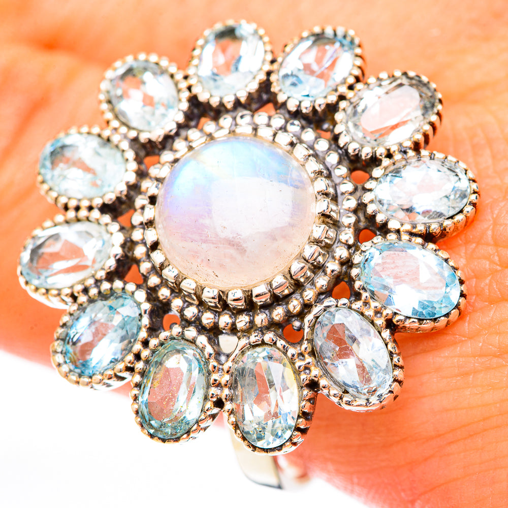 Rainbow Moonstone Rings handcrafted by Anasilvercos - RING122921