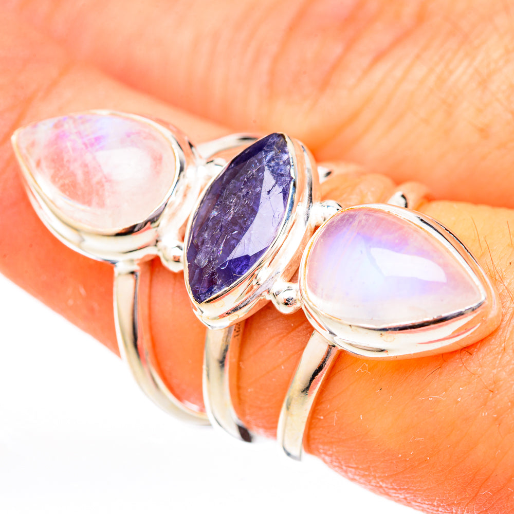 Rainbow Moonstone Rings handcrafted by Anasilvercos - RING122927