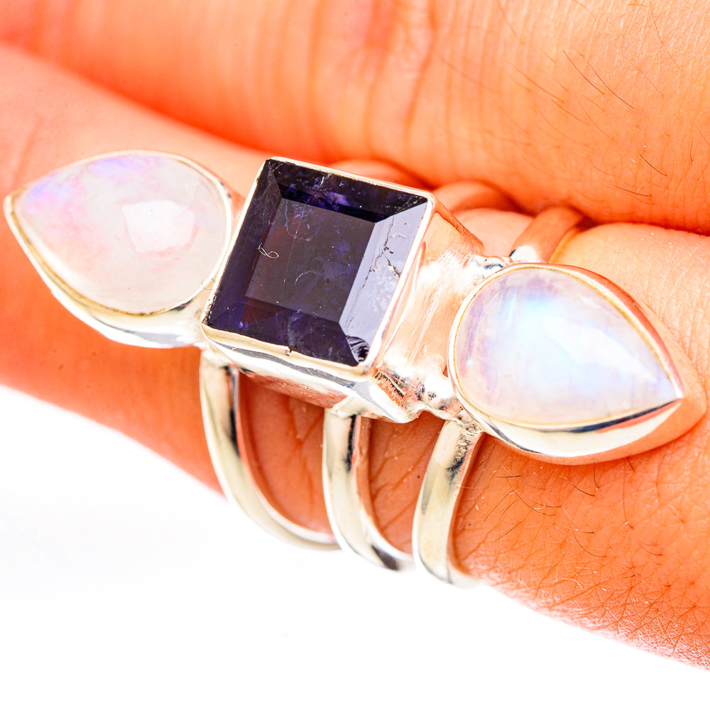 Rainbow Moonstone Rings handcrafted by Anasilvercos - RING122930