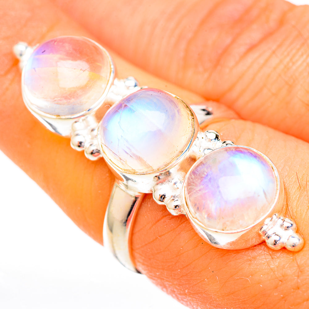 Rainbow Moonstone Rings handcrafted by Anasilvercos - RING122931