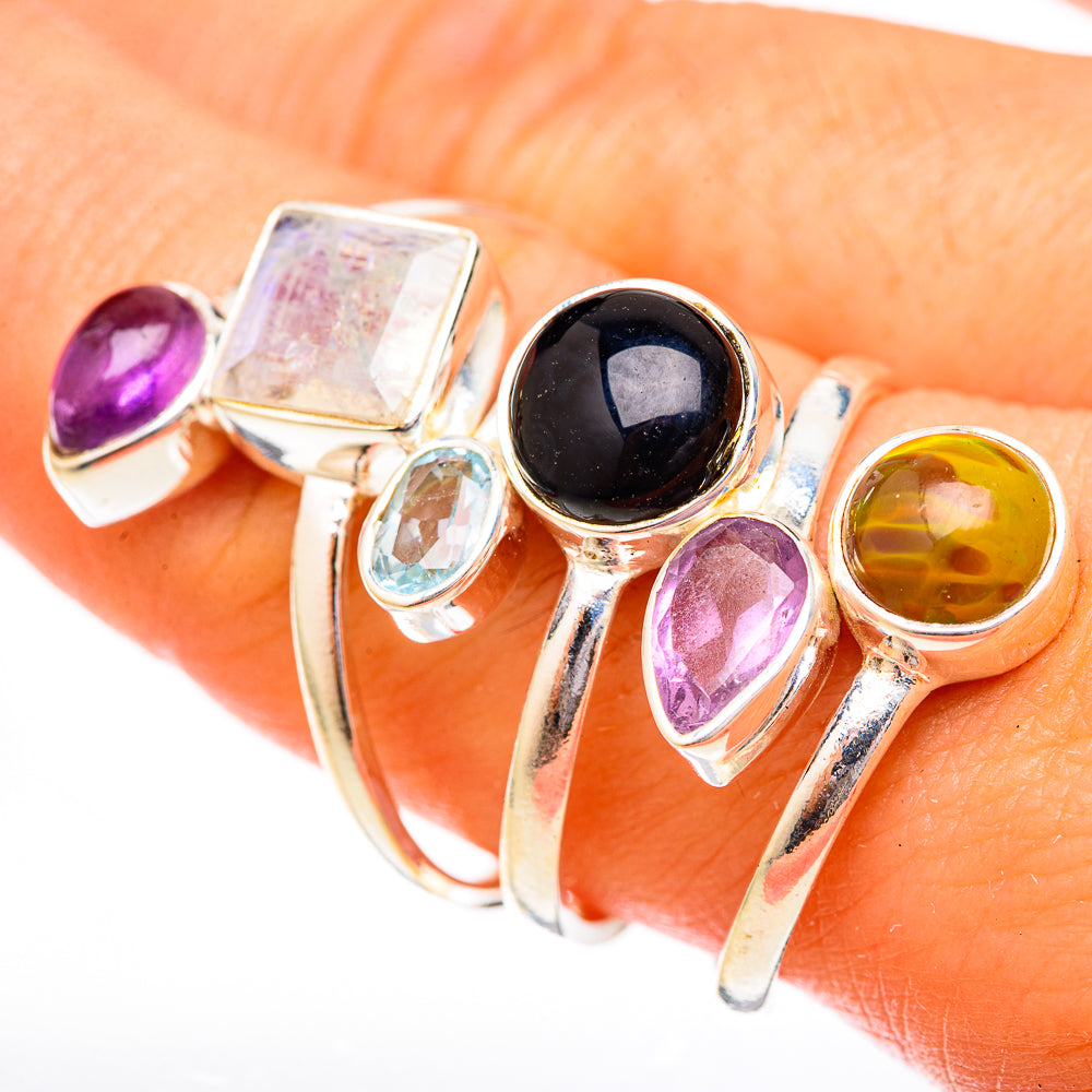 Rainbow Moonstone Rings handcrafted by Anasilvercos - RING122935