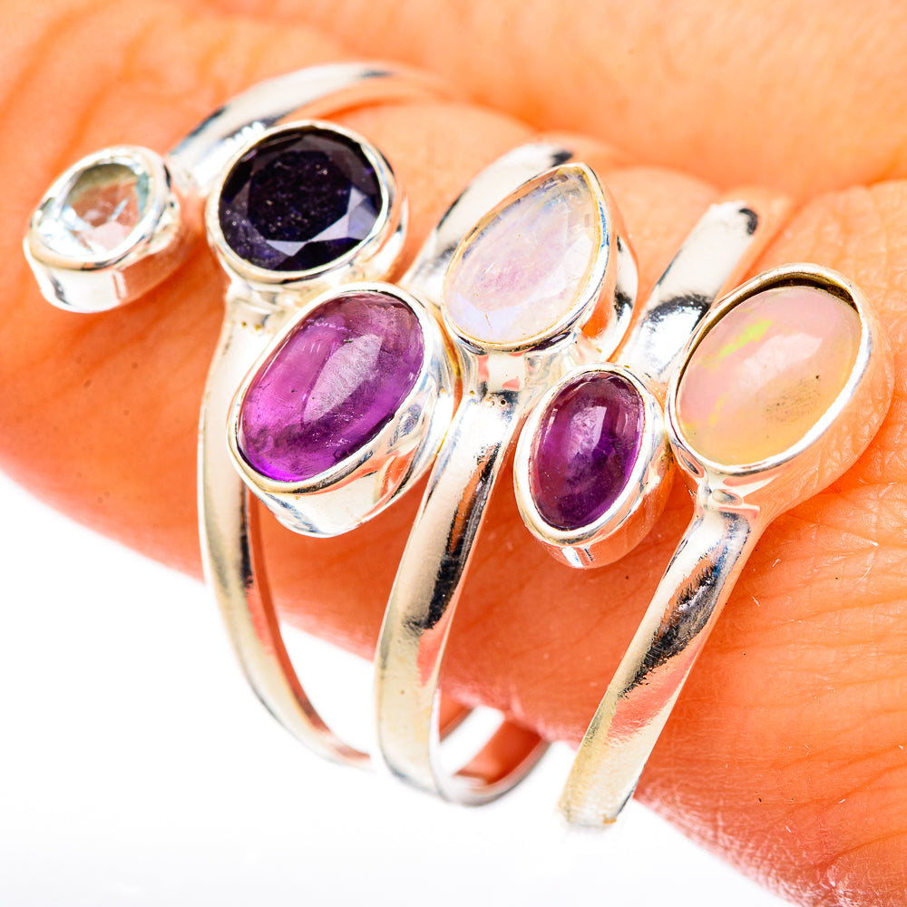 Rainbow Moonstone Rings handcrafted by Anasilvercos - RING122936
