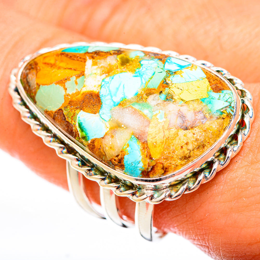 Blue Copper Composite Turquoise Rings handcrafted by Anasilvercos - RING122938