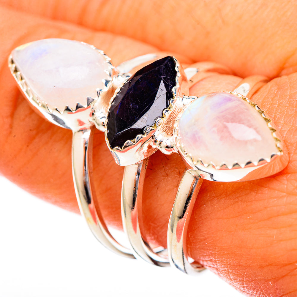 Rainbow Moonstone Rings handcrafted by Anasilvercos - RING122944