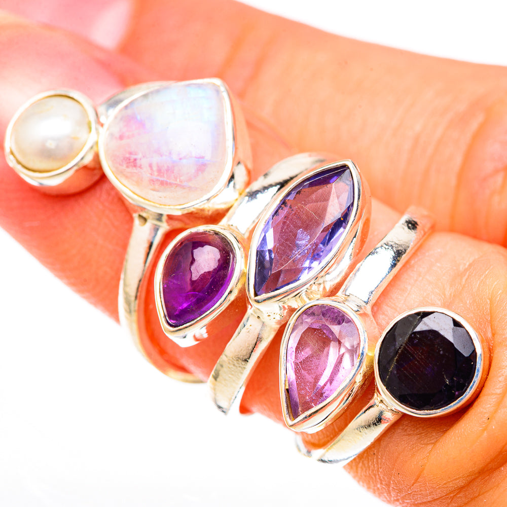 Rainbow Moonstone Rings handcrafted by Anasilvercos - RING122947