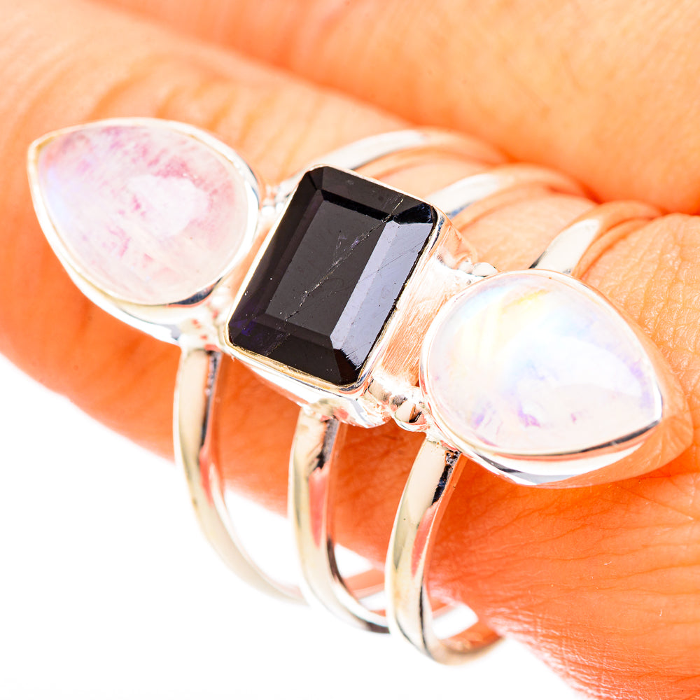 Rainbow Moonstone Rings handcrafted by Anasilvercos - RING122957