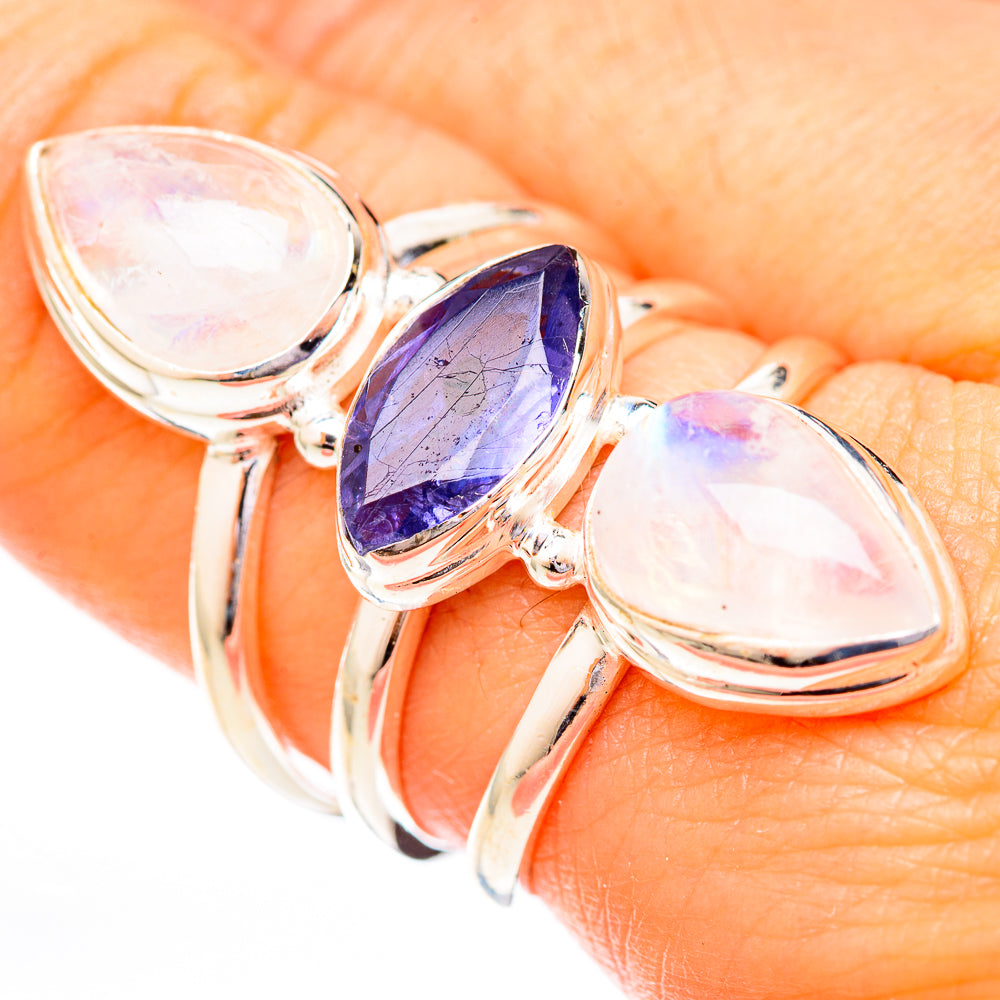 Rainbow Moonstone Rings handcrafted by Anasilvercos - RING122958