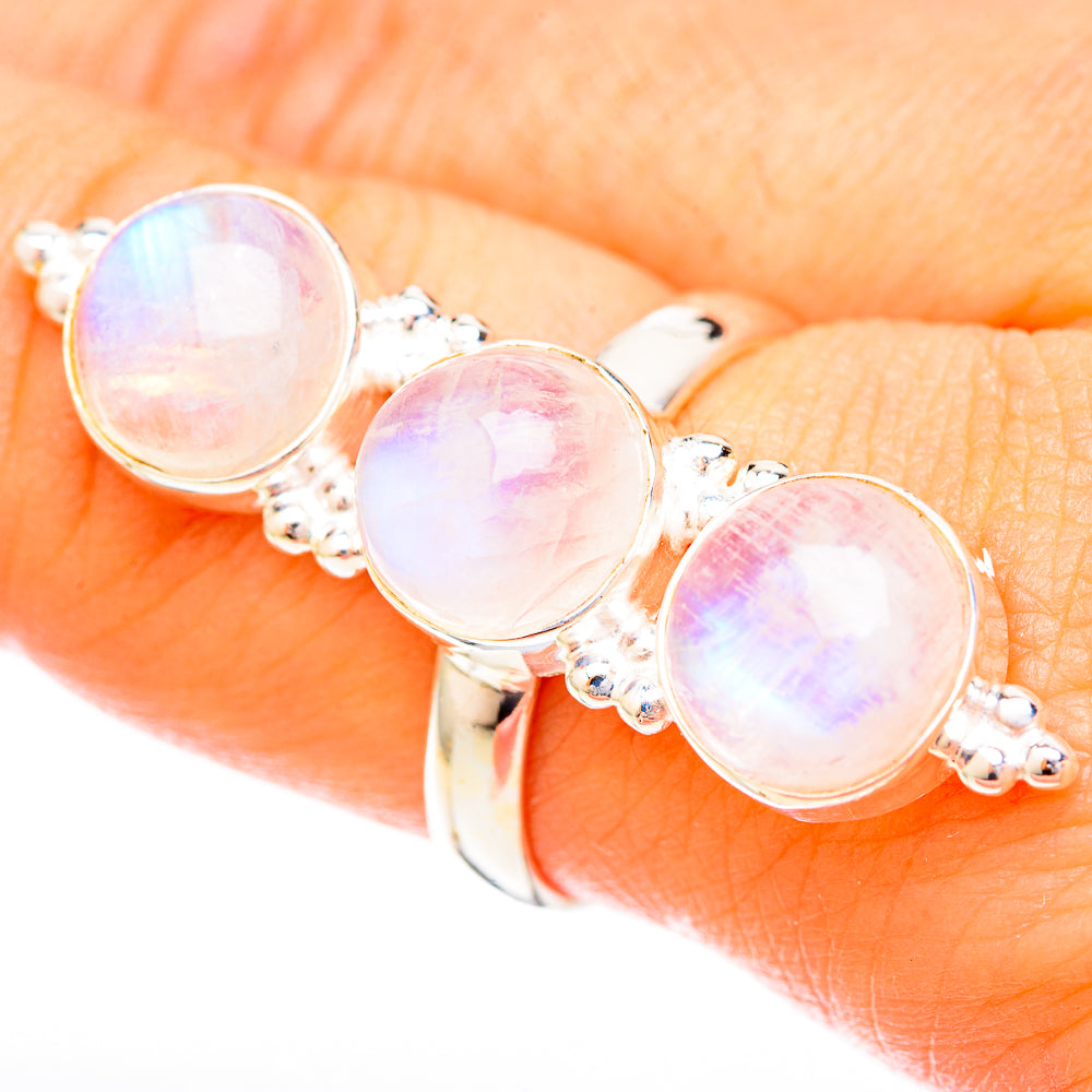 Rainbow Moonstone Rings handcrafted by Anasilvercos - RING122962