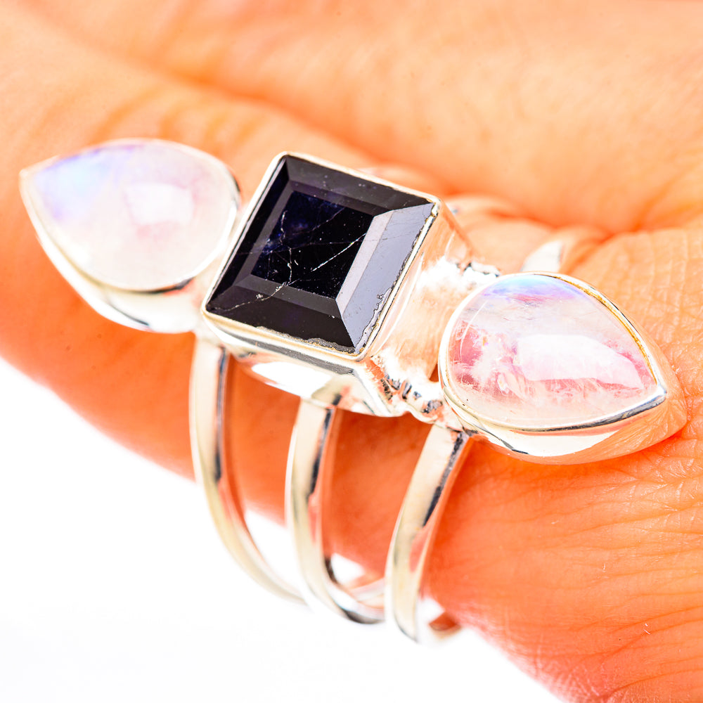 Rainbow Moonstone Rings handcrafted by Anasilvercos - RING122969