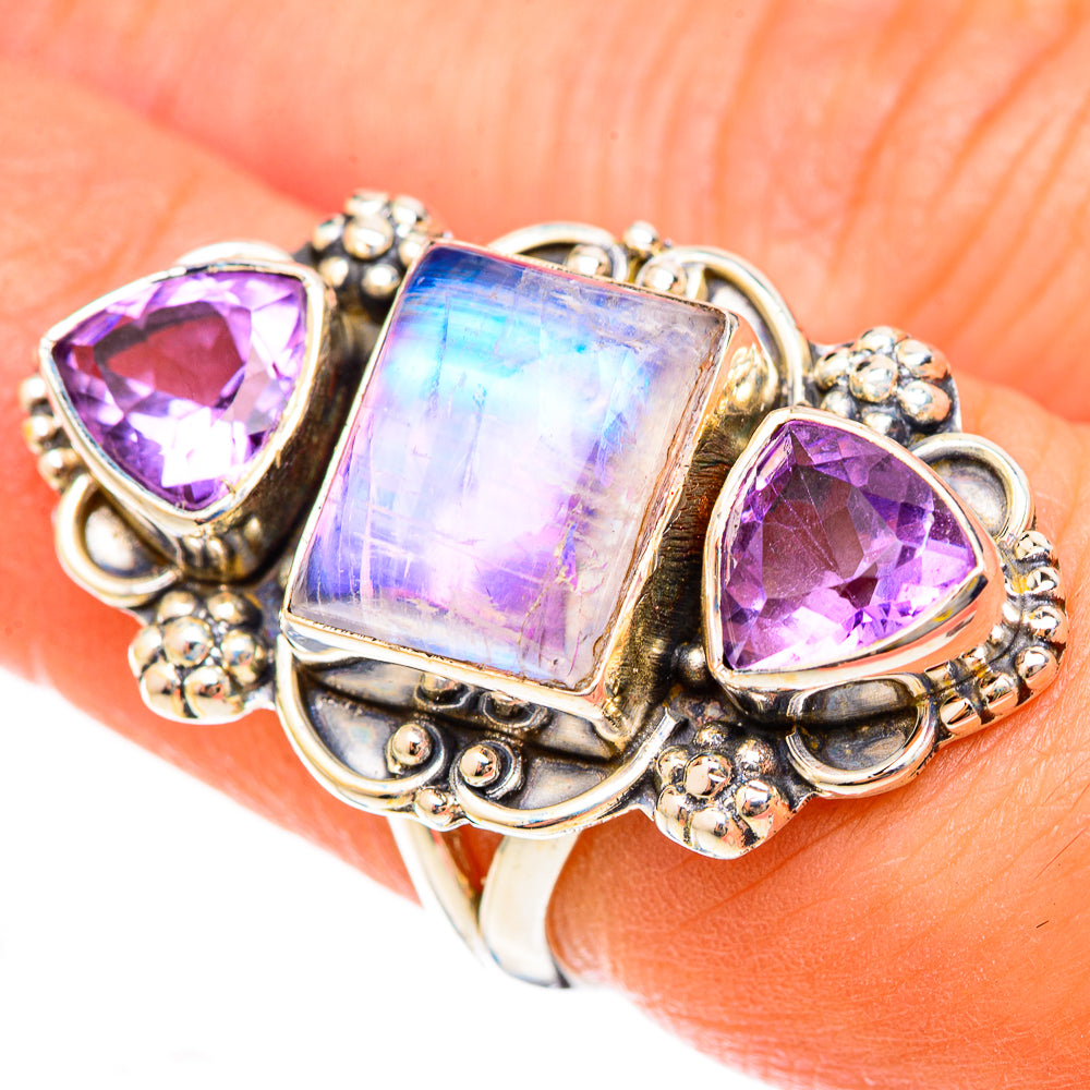 Pink Moonstone Rings handcrafted by Anasilvercos - RING123005