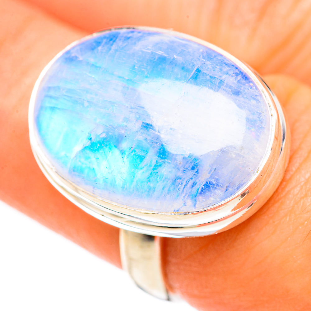 Rainbow Moonstone Rings handcrafted by Anasilvercos - RING123381