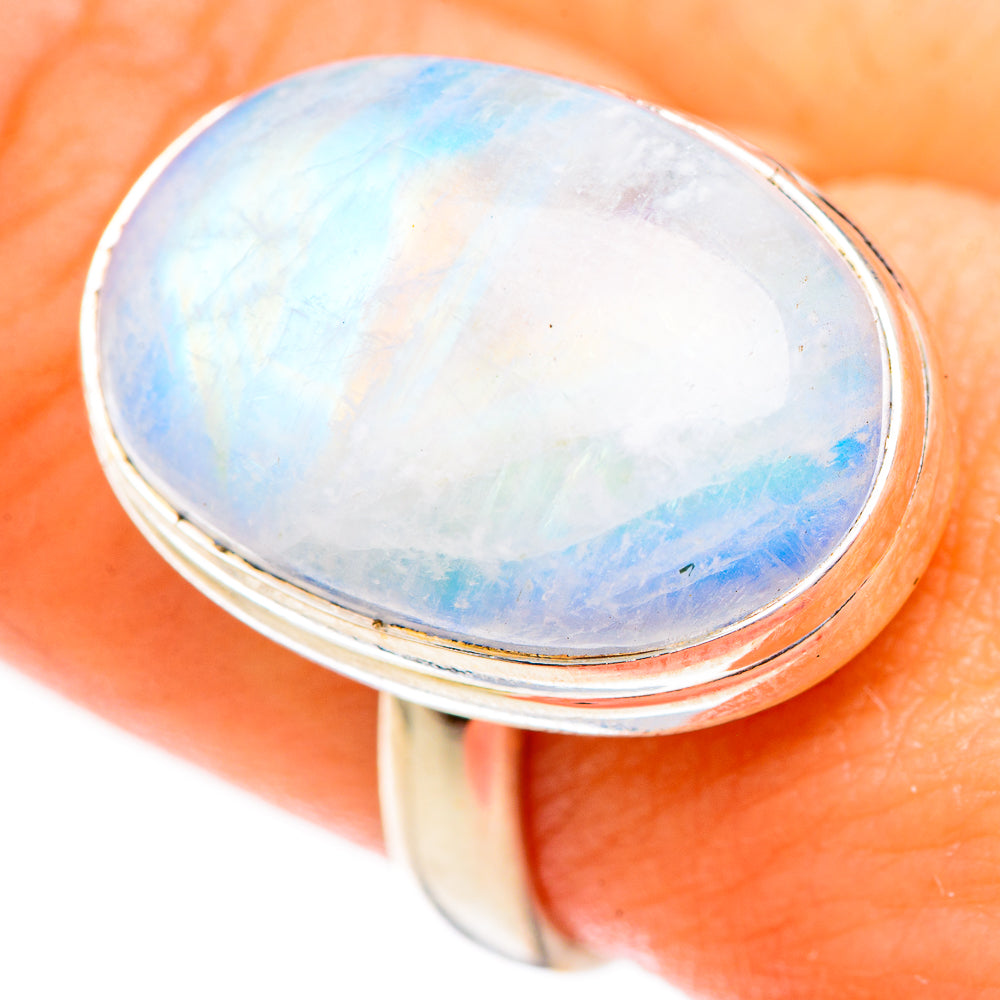 Rainbow Moonstone Rings handcrafted by Anasilvercos - RING123412
