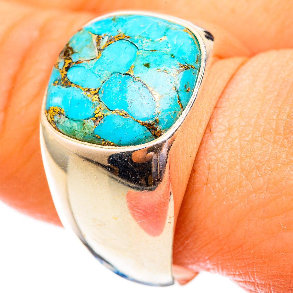 Blue Copper Composite Turquoise Rings handcrafted by Anasilvercos - RING123420