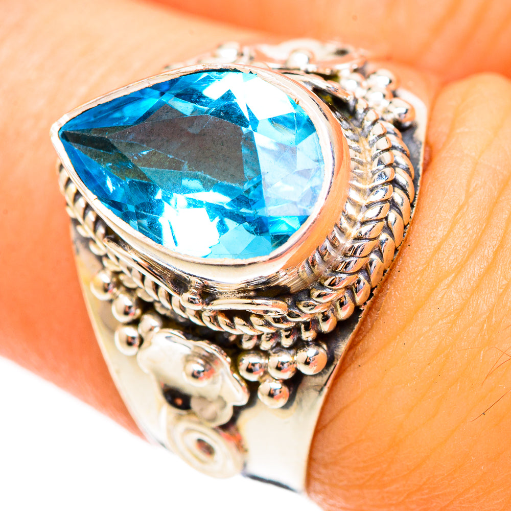 Swiss Blue Topaz Rings handcrafted by Anasilvercos - RING123421