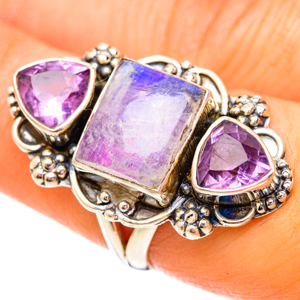 Pink Moonstone Rings handcrafted by Anasilvercos - RING123424