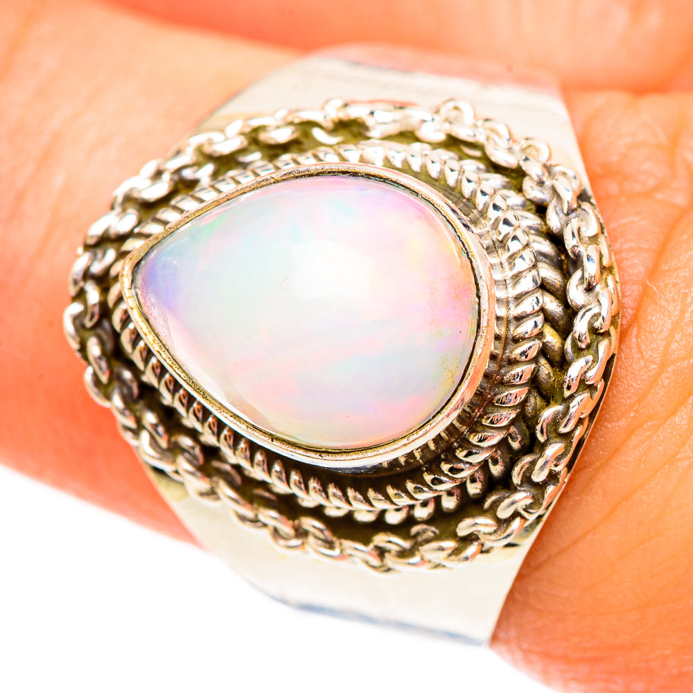 Rainbow Moonstone Rings handcrafted by Anasilvercos - RING123426