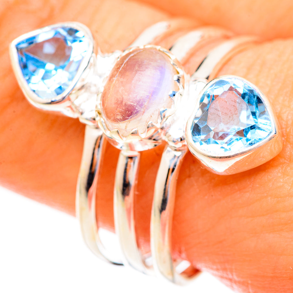 Rainbow Moonstone Rings handcrafted by Anasilvercos - RING123431