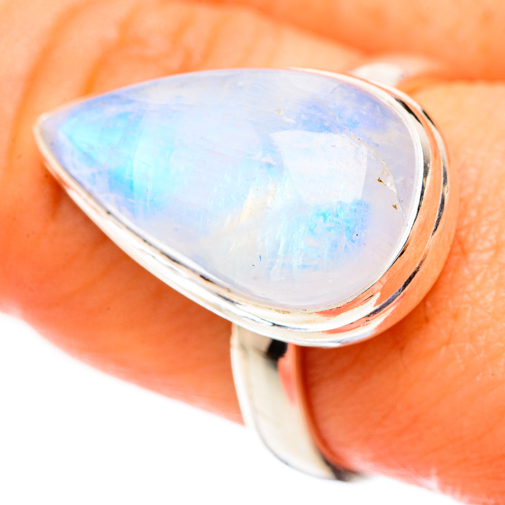 Rainbow Moonstone Rings handcrafted by Anasilvercos - RING123434