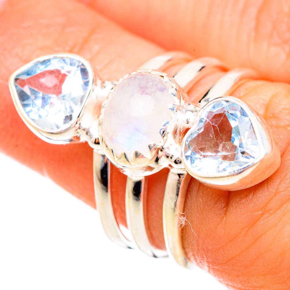 Rainbow Moonstone Rings handcrafted by Anasilvercos - RING123446