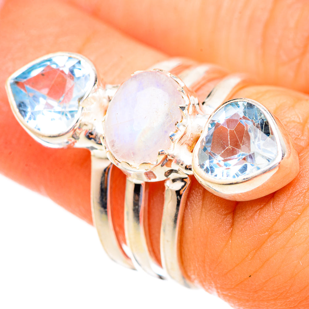 Rainbow Moonstone Rings handcrafted by Anasilvercos - RING123469