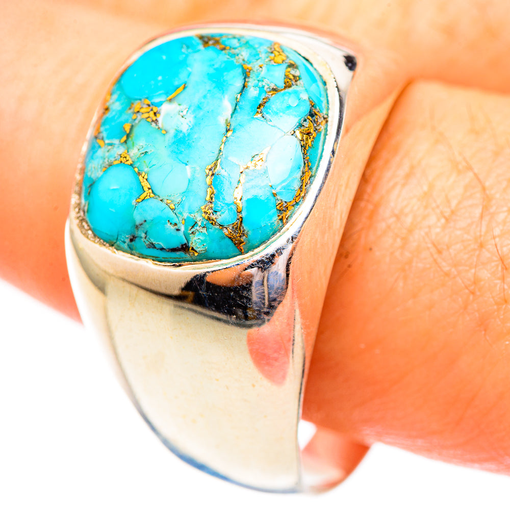 Blue Copper Composite Turquoise Rings handcrafted by Anasilvercos - RING123475