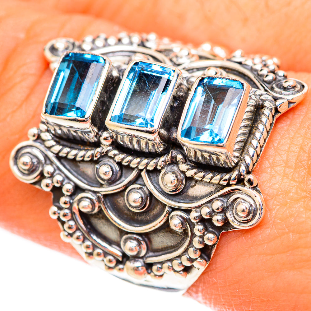 Swiss Blue Topaz Rings handcrafted by Anasilvercos - RING123479